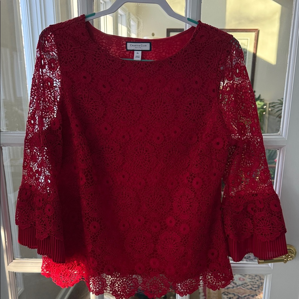 Charter club Scarlet Lace Blouse PL